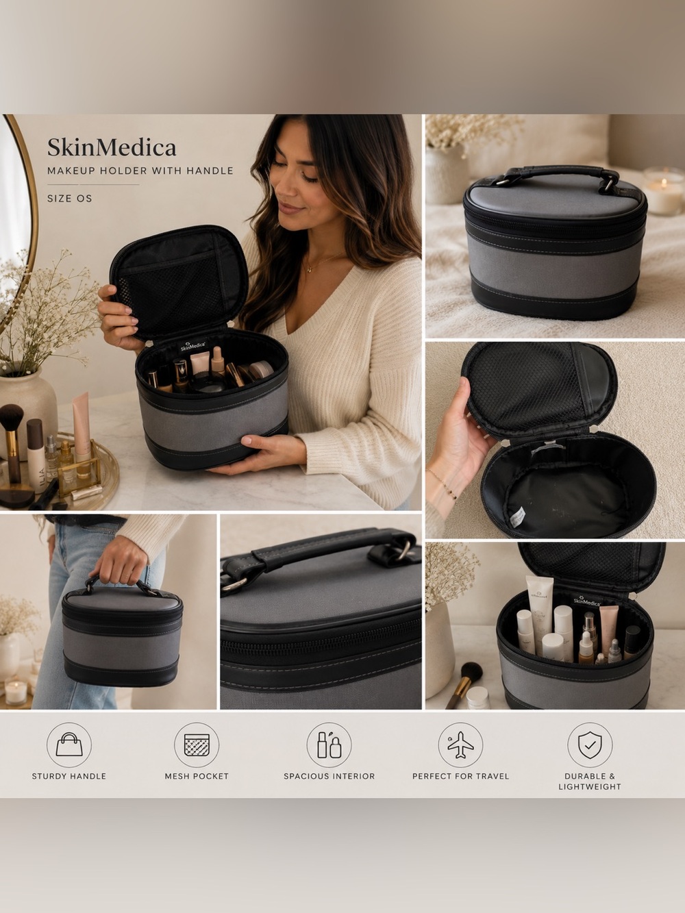 SkinMedica Gray Makeup Holder with Handle | Size OS